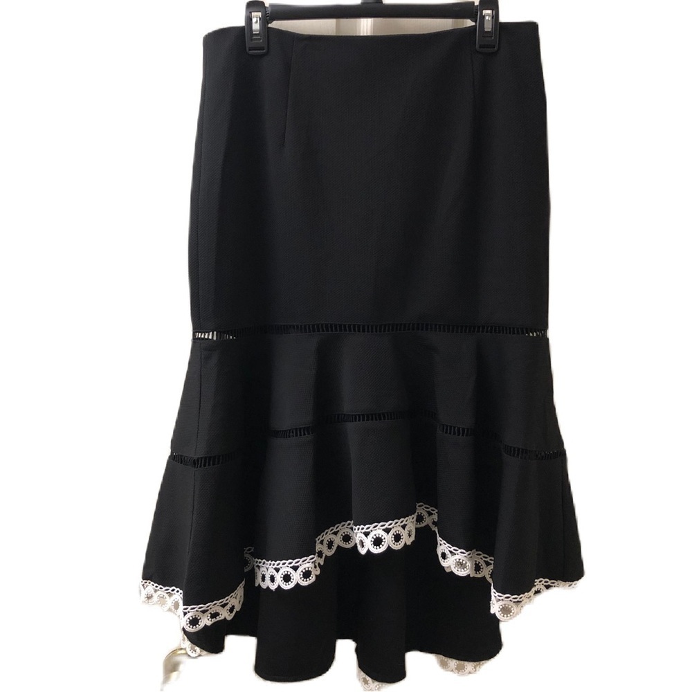 Vintage Boston Proper Women's Black High Low Skirt With Lace Hem Size Medium